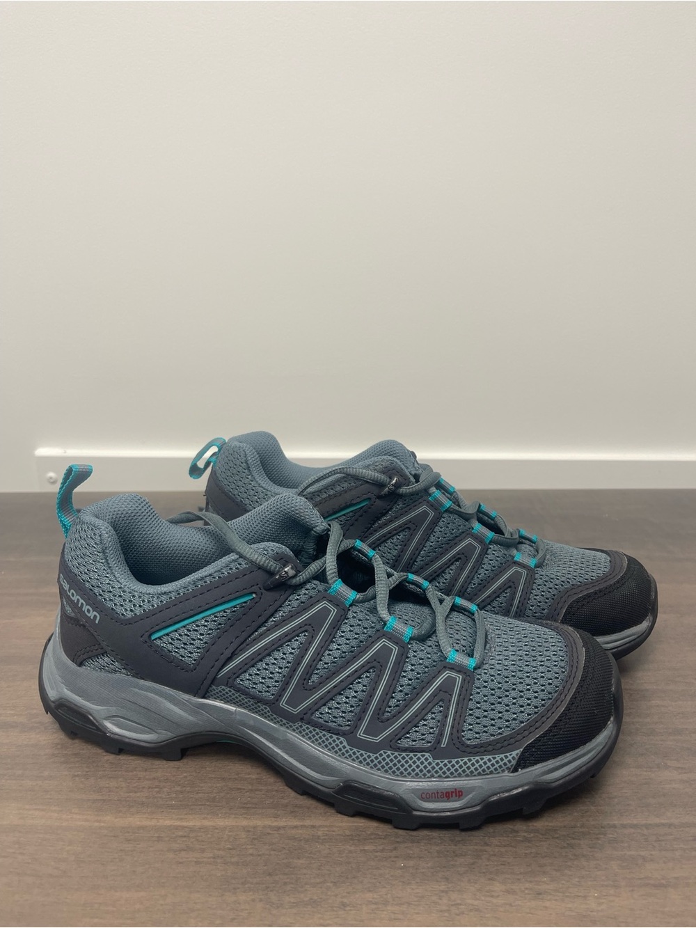 Salomon Women’s Trail Running/Hiking Shoes Gray/Teal Size 6.5